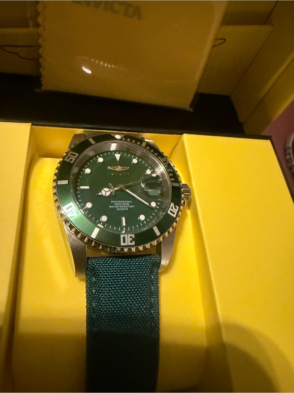 Invicta Green Dial Canvas Strap Men's Watch